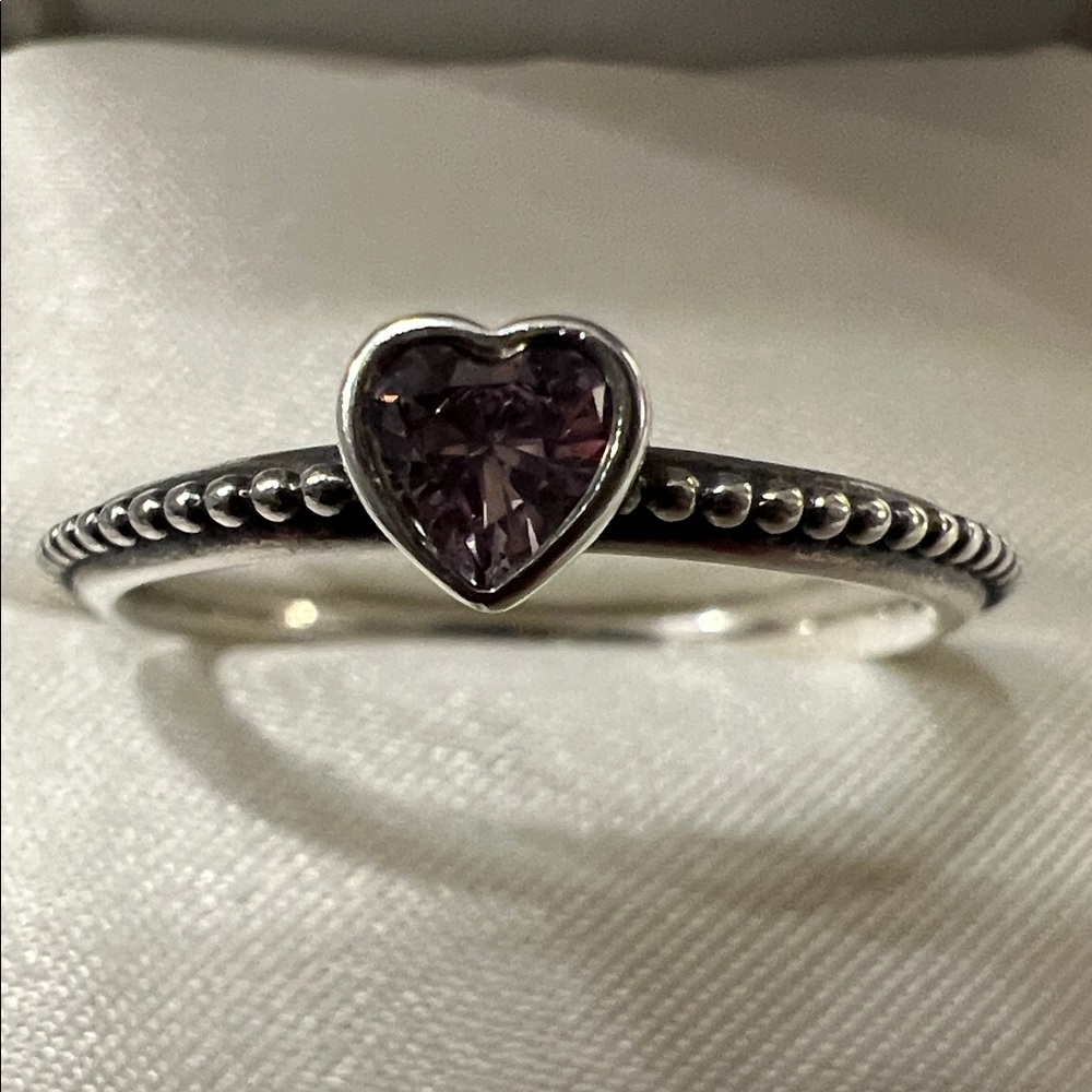 Pandora One Love ring with lavender stone, size
